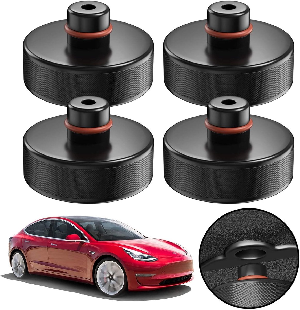 4 stuks autokrik rubberen pad voor Tesla Model 3/X/S/Y | Universele rubberen pad, Jack pad adapter, Tesla voertuigen accessoires
