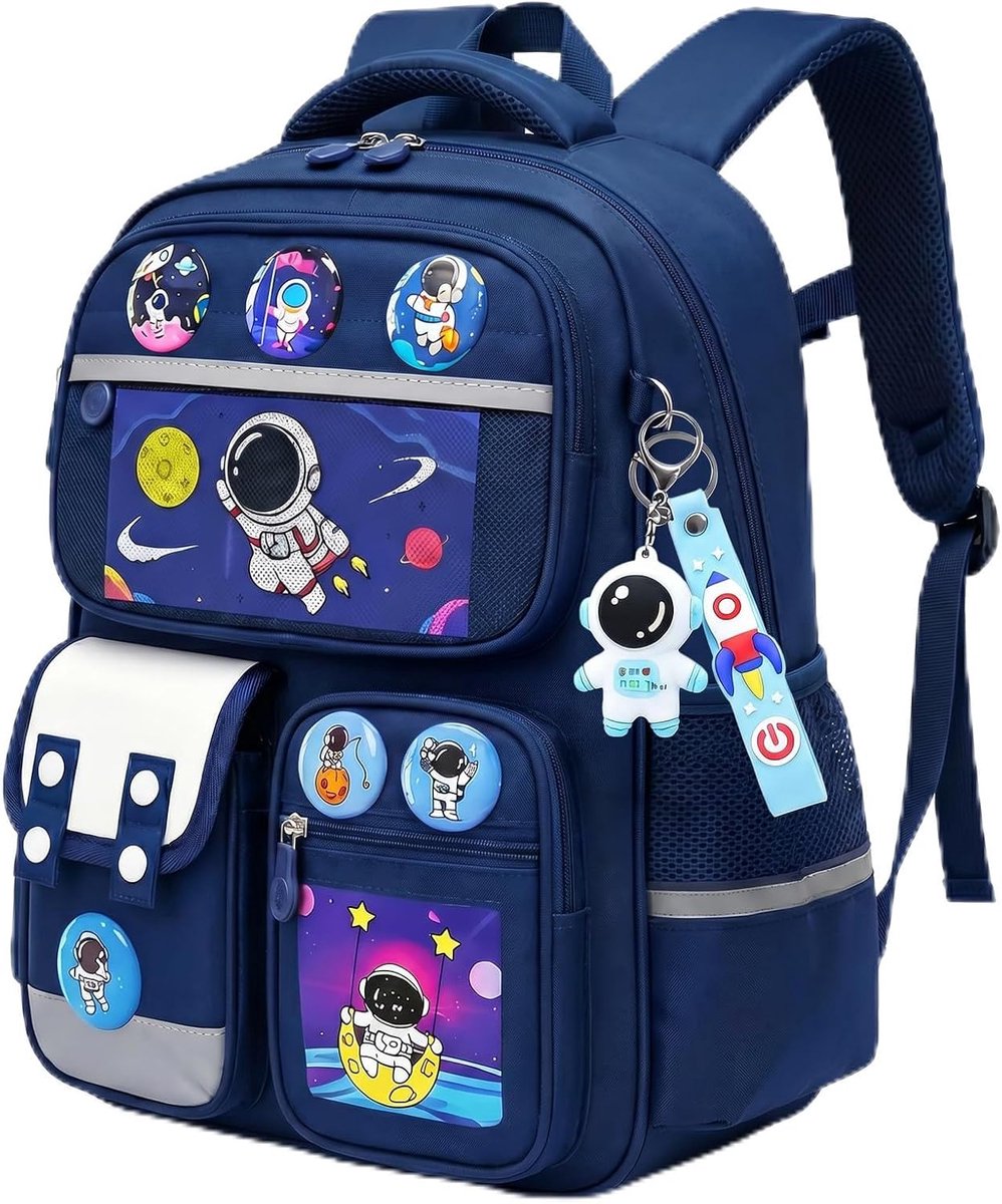 Schoolrugzak jongens 2-5e klas - kinderrugzak schooltas jongens, waterafstotend met reflectoren | ergonomische schooltas voor jongens voor school & reizen, blauw, Rugzak