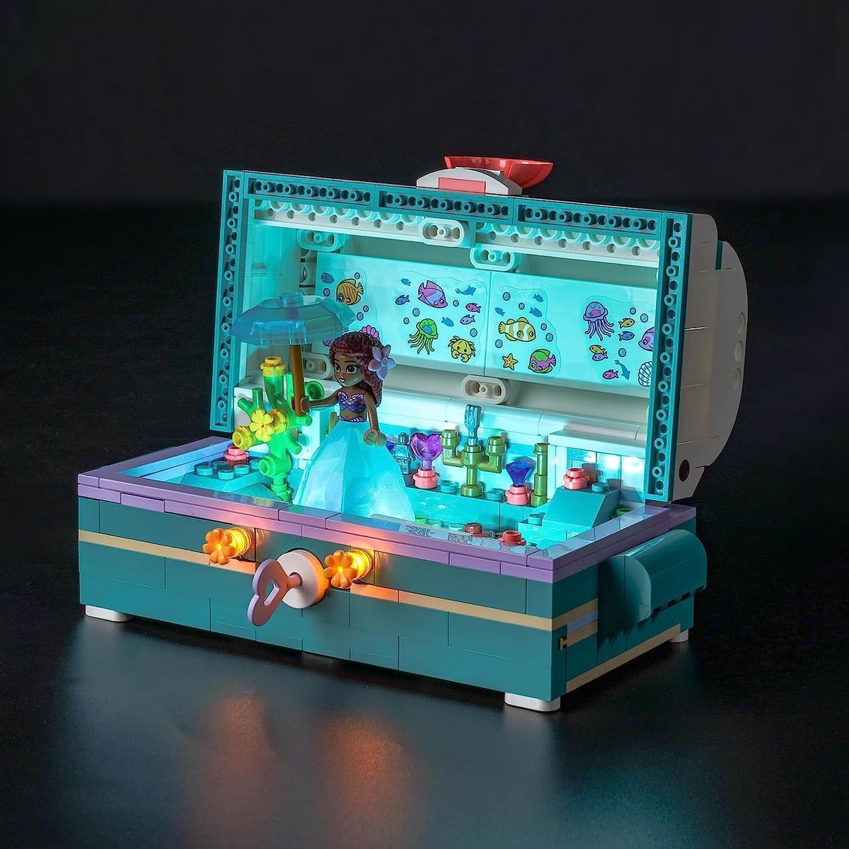 Compatibel met Lego Disney Princess 43229 Arielles schatkist (geen model), decoratieve verlichtingsset voor prinses Arielles schatkist, creatief speelgoed