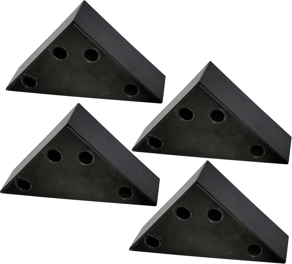 Poten van kunststof, driehoekig, 75/75/105 mm, hoogte 30 mm, voor bevestiging met schroeven zwart