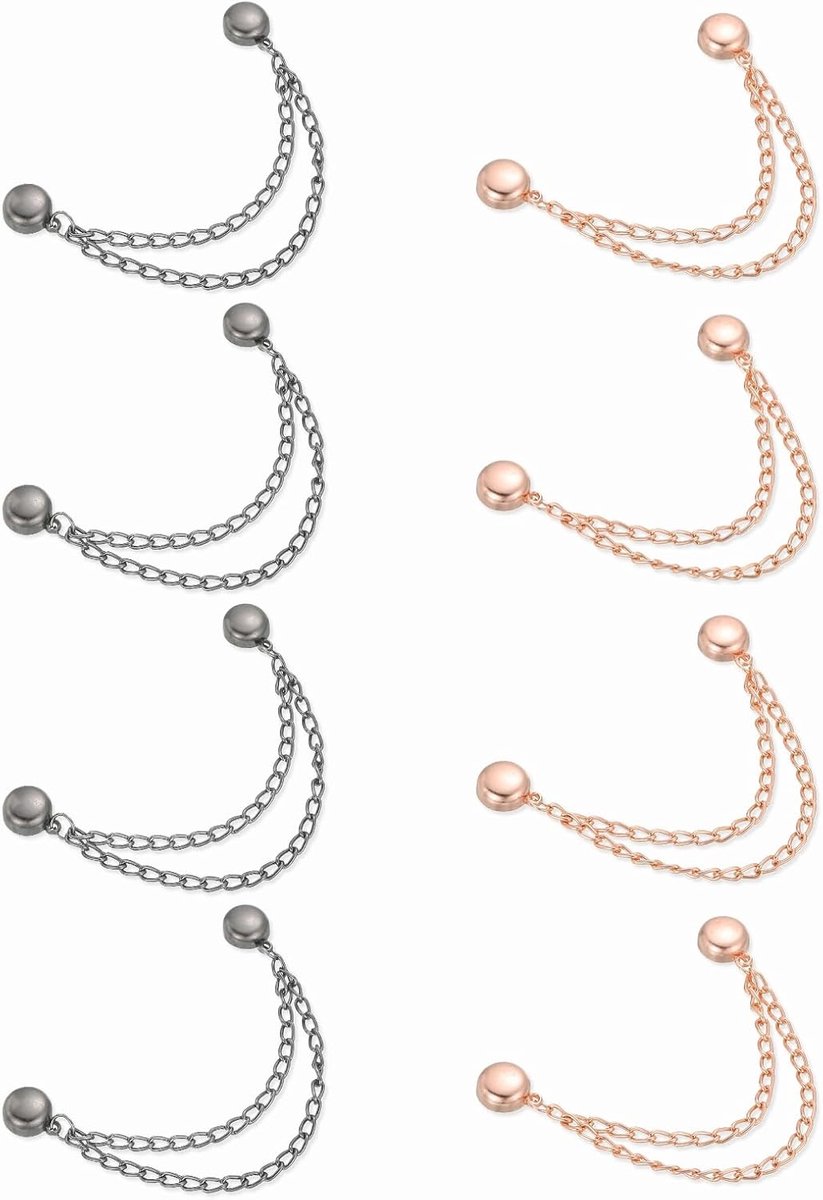 Wasknijpers, ronde klemmen met ketting, kledingklemmen, hijab-magneten, kleding, sjaals, benen, broeken, broches, zwart/roségoud