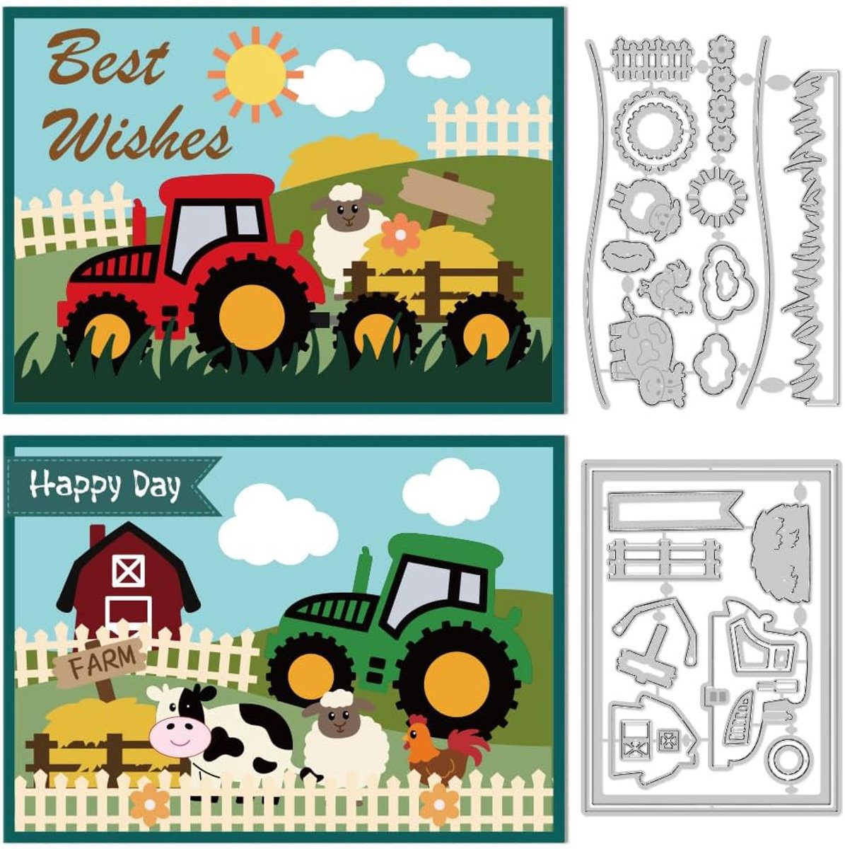 Stansvormen Met Boerderijtractor Kaartenmaken Sjabloon Scrapbooking Embossing Template Stansvormen Voor Wenskaarten Knutselpapier Albums Uitnodigingen Decoratie