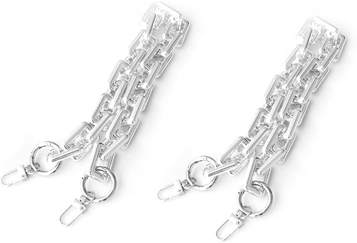 2 stuks hars acryl tas handvat ketting 30 cm lange portemonnee riem vervanging voor doe-het-zelf handtassen, crossbody tassen, schoudertassen, portemonnee maken accessoires (zilver)