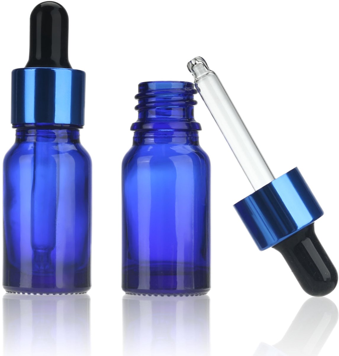 SolidKeus - Set van 30 Lege Blauwe Glazen Flessen 10ml met Druppeldop