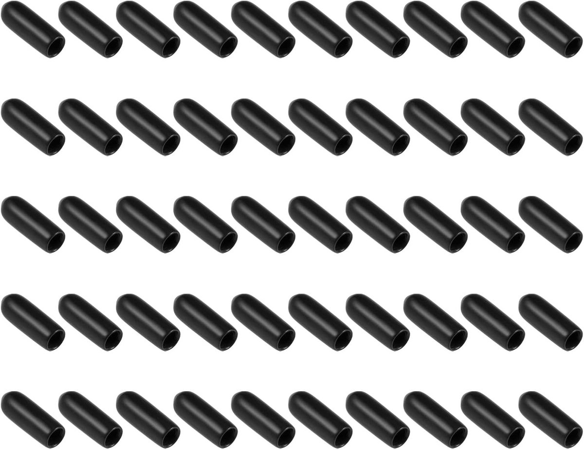 Set van 200 Rubberen Einddoppen - Ronde Beschermers voor Buiten, Schroeven en Draad (3.5mm ID Zwart)