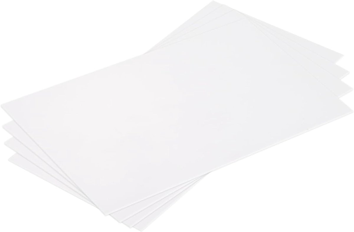 4 stuks ABS kunststof plaat - 18 x 10 cm - 0 - 5 mm dik - ABS styreenplaten - kunststof plaat - op maat gesneden voor modelbouw - knutselen - doe-het-zelf handwerk - paneel - wit