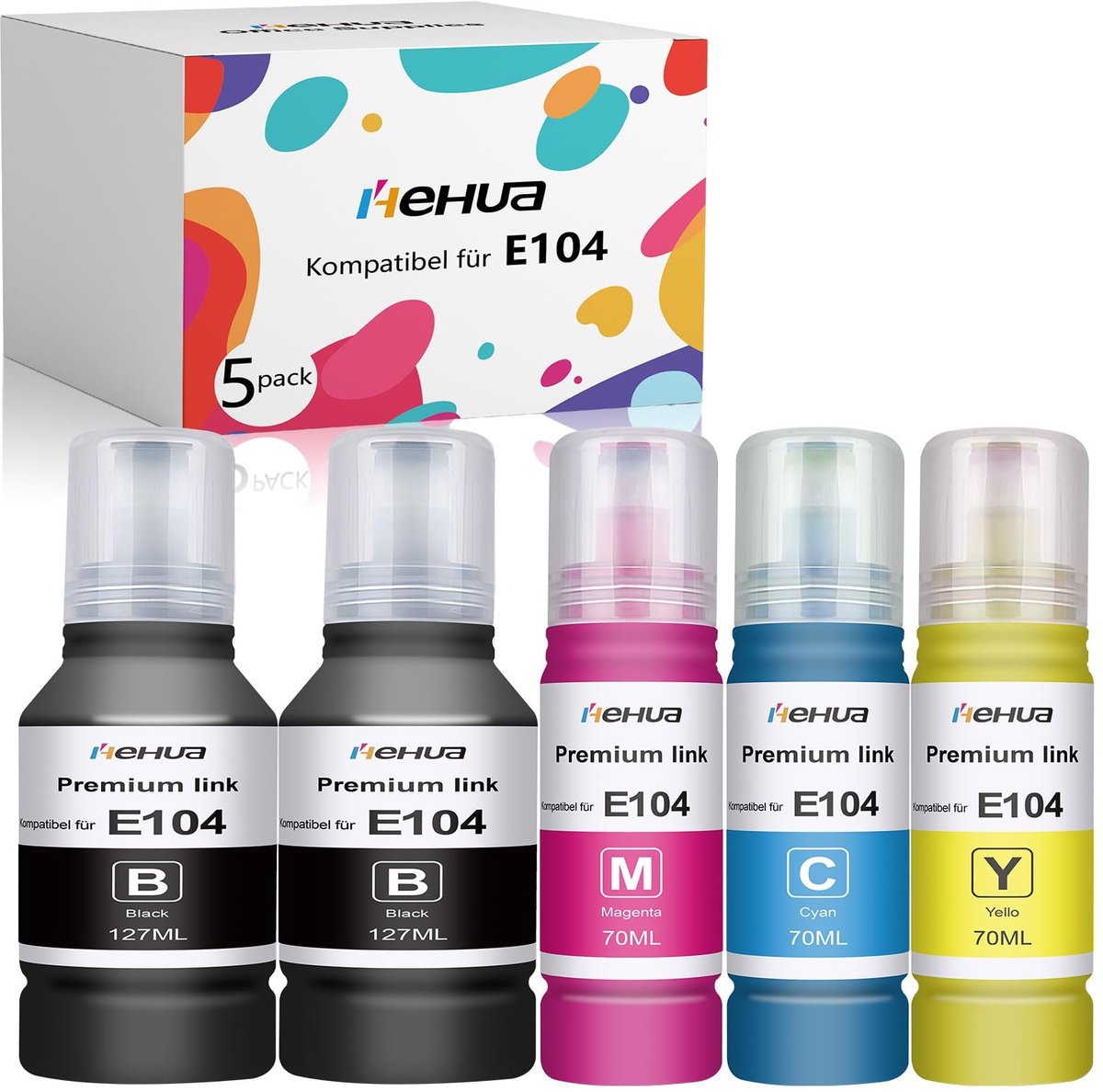 SolidKeus - 5-pack E104 Inkcartridges voor Epson Printers