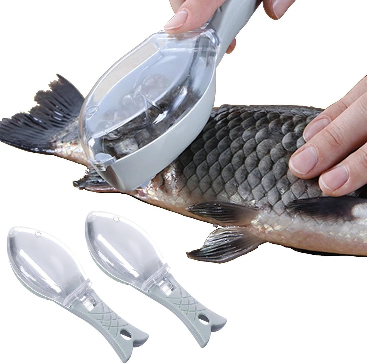 Set van 2 Plastic Schubbenverwijderaars met Transparante Deksel voor Thuisgebruik, Keuken en Restaurant - Ideaal voor Visbereiding en Schoonmaken