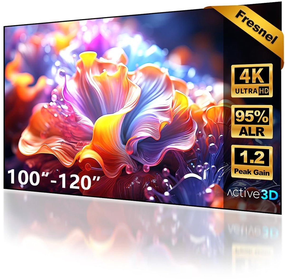 SolidKeus - Projectiescherm 100" Fresnel, 4K UHD, Wandgemonteerd