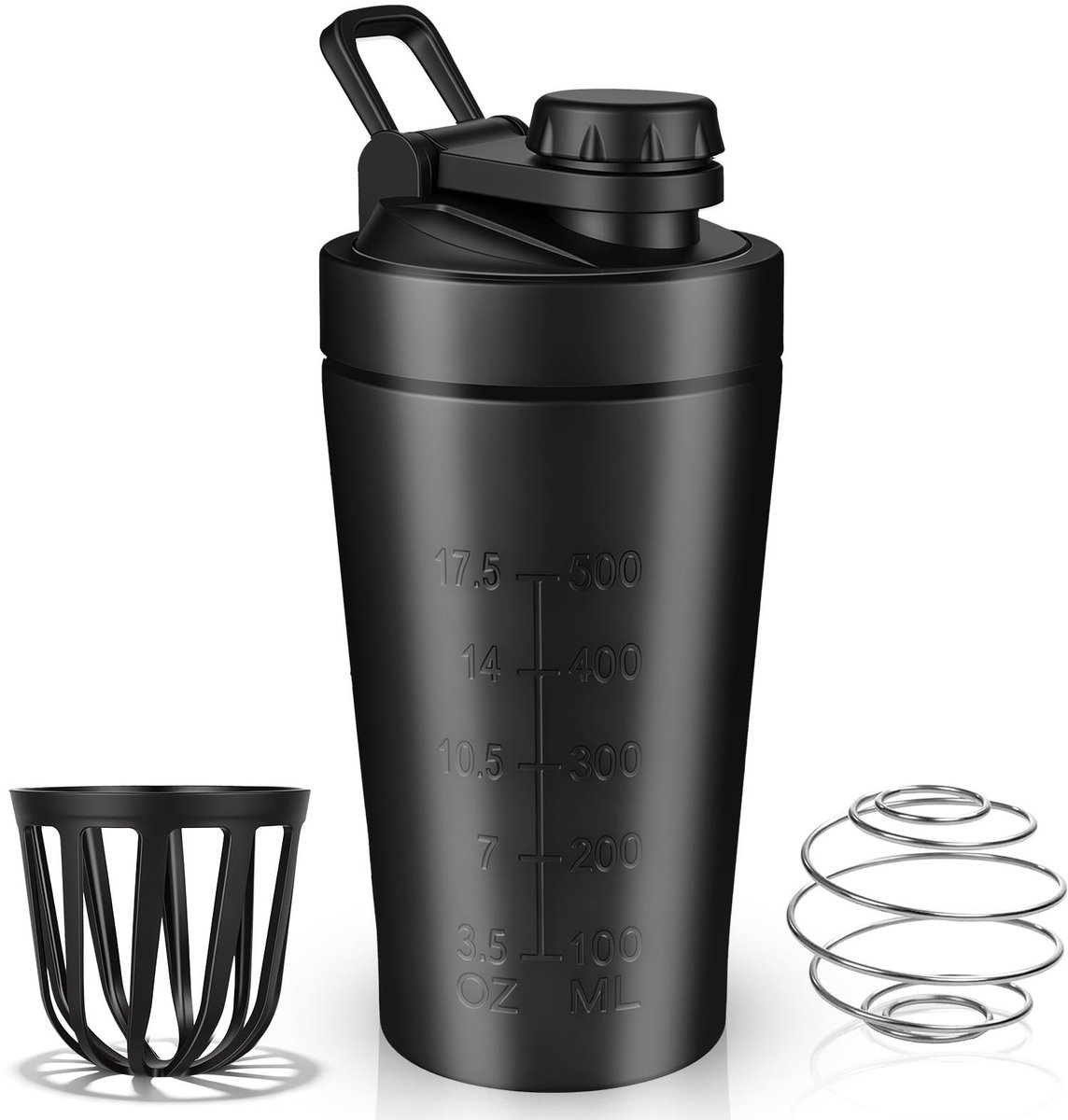 SolidKeus - RVS Protein Shaker met Mengbal en Meetlijn