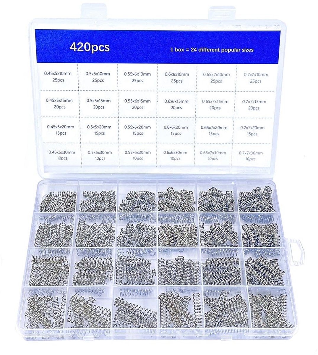 SolidKeus - 420 Stuks Compressiesprings in Diverse Maten voor DIY Klussen