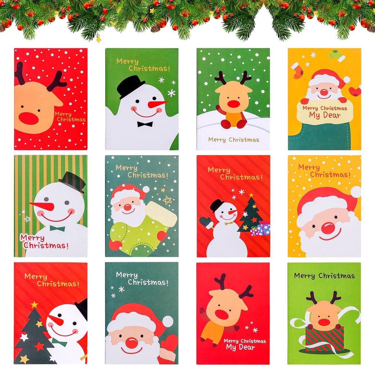 SolidKeus - Set van 24 Mini Notitieblokken voor Kinderen met Kerstthema