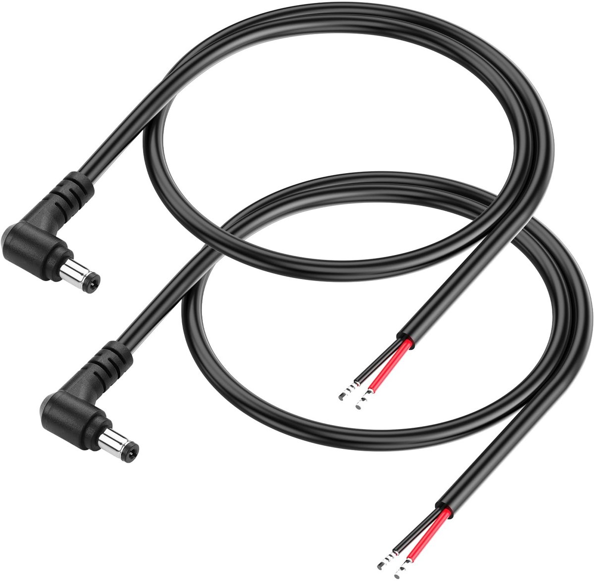 SolidKeus - Recht Hoek DC Voedingskabel 18AWG 0.5m voor CCTV en LED Strips