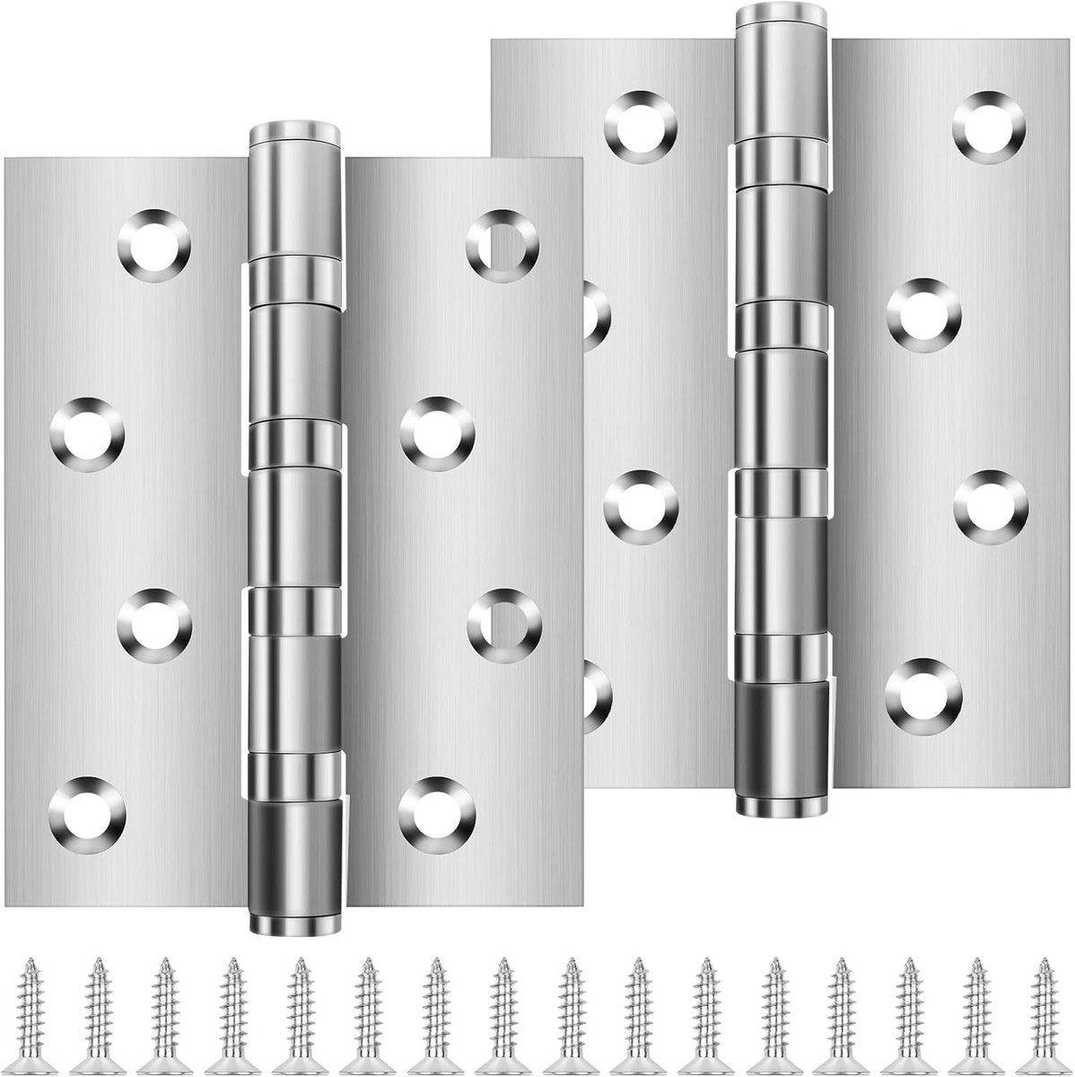 Zware Scharnieren voor Deuren 100mm, Roestvrijstalen Ball Bearing Scharnieren voor Houten Deuren, Duurzaam en Sterk (1 Paar)