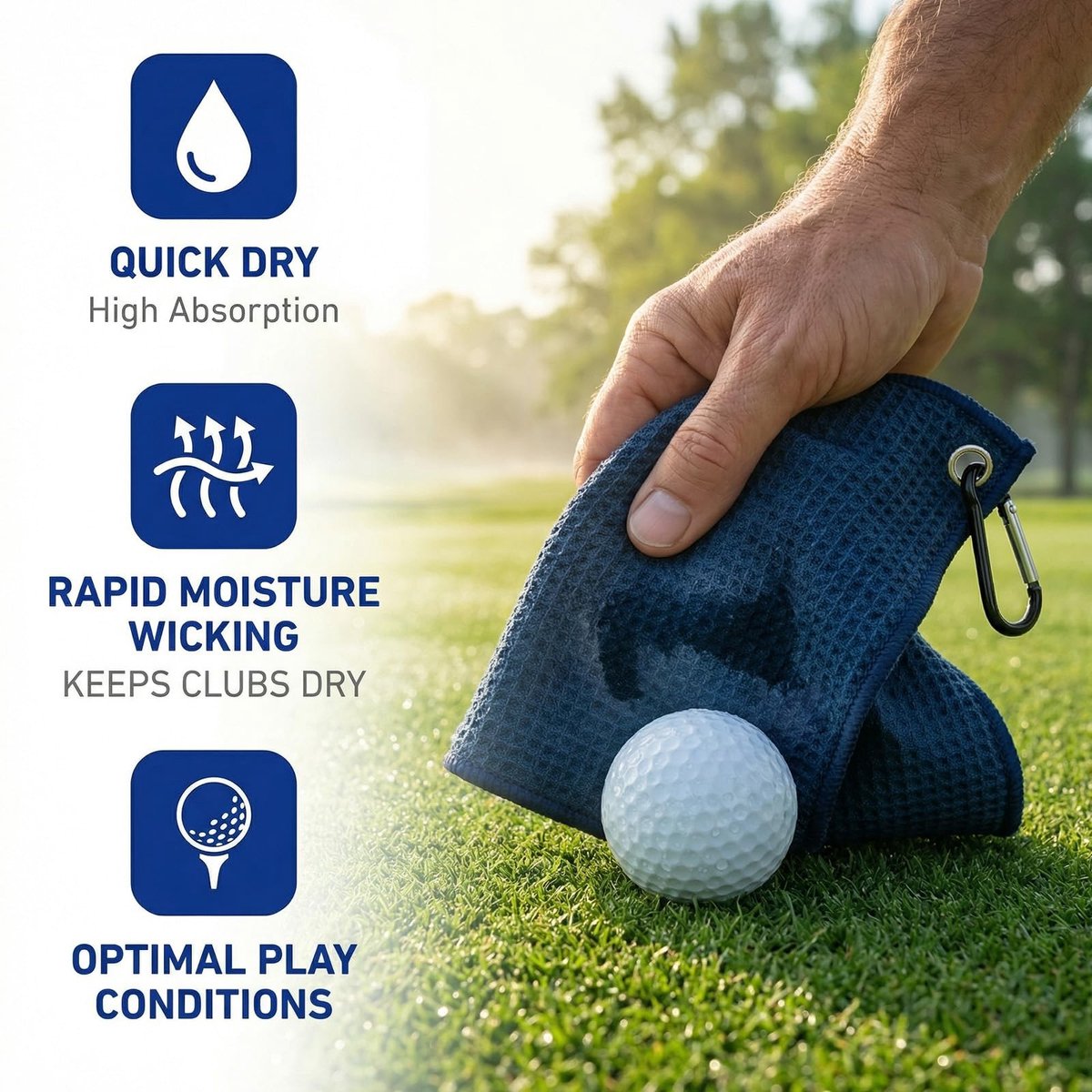 SolidKeus - Microvezel Golfhanddoek Set van 2 met Karabijnclip