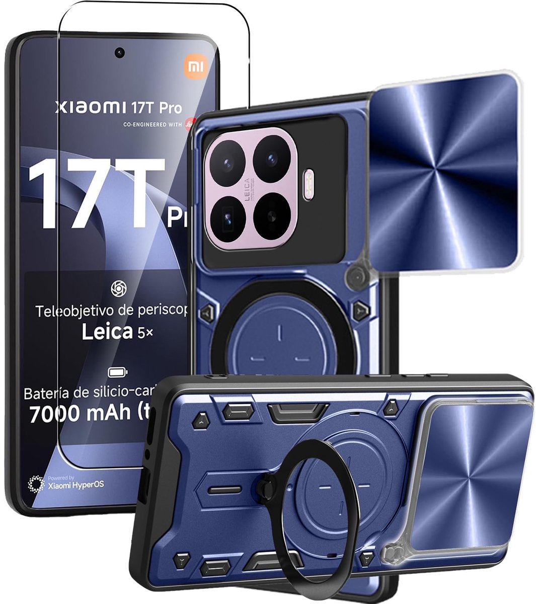 SolidKeus - Beschermhoes voor Smartphone met Gehard Glas en Draaibare Camerahoes