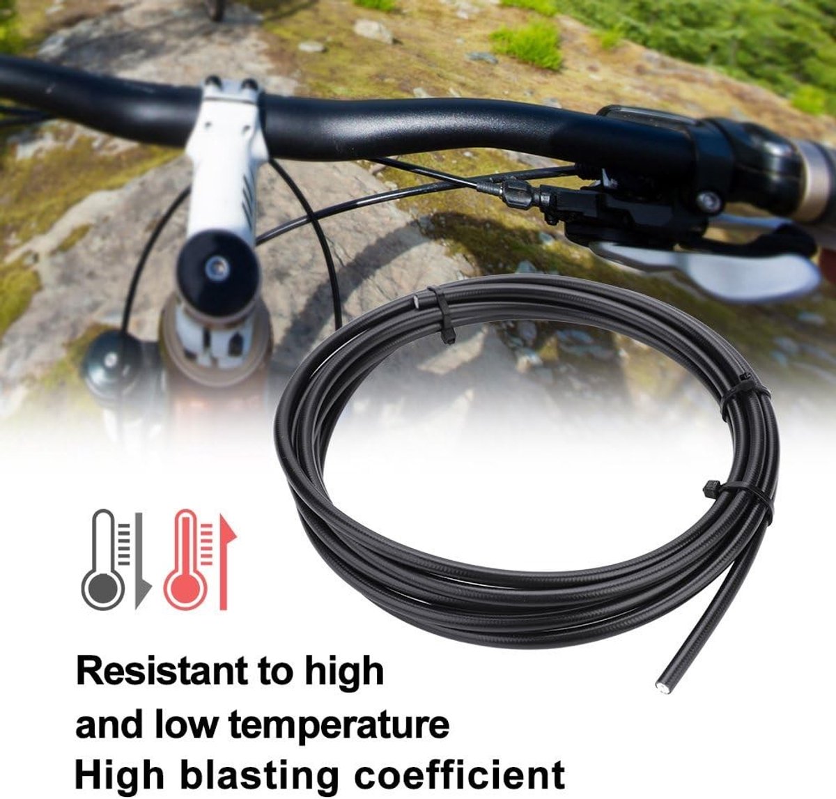 Hydraulische Remslang voor Fietsen 5.4 mm Zwart, Geschikt voor Hydraulische Schijfremmen met 4 Olijfverbindingen en Duurzaam Ontwerp