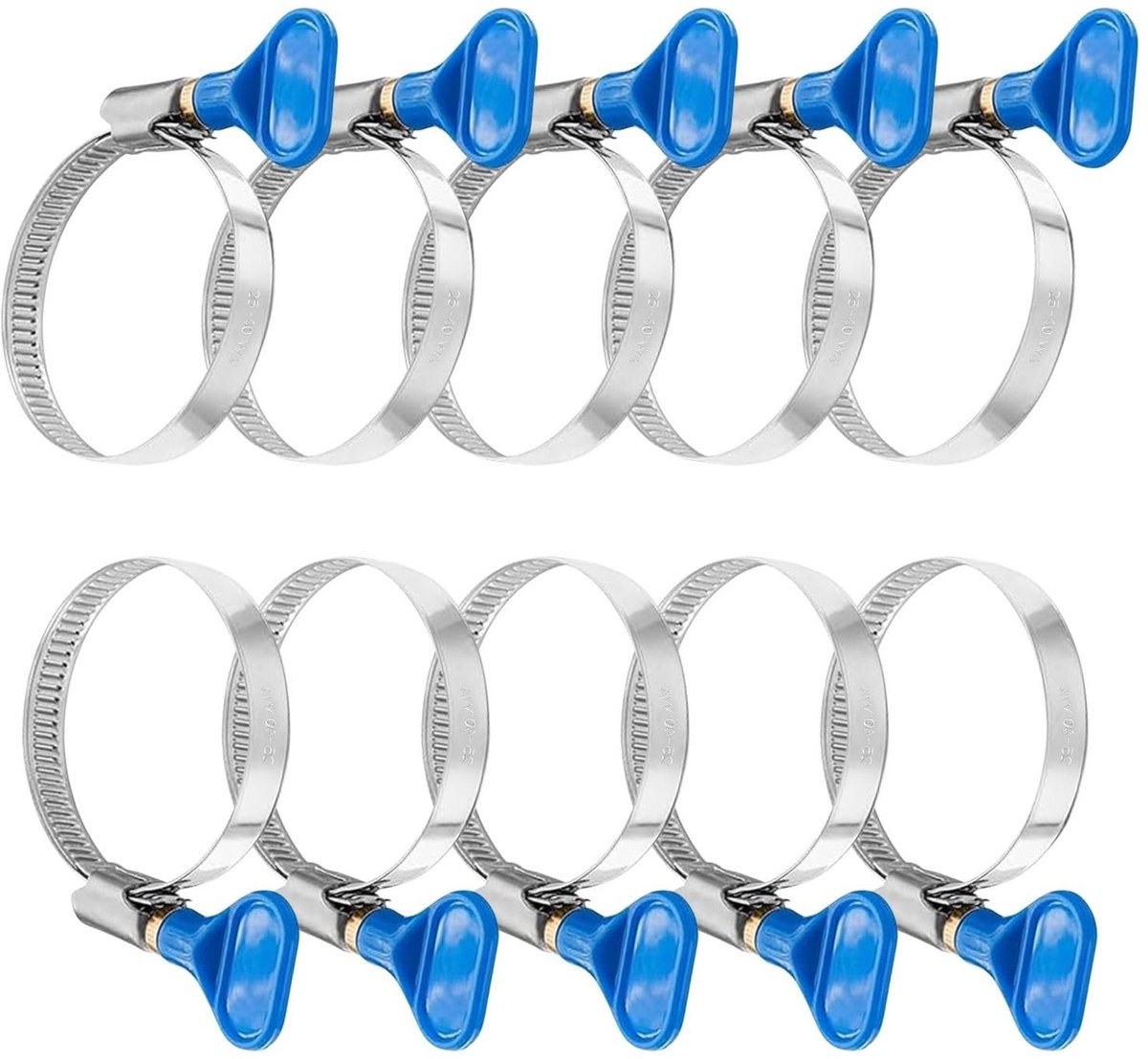 SolidKeus - Set van 10 Roestvrijstalen Slangklemmen 25-40 mm