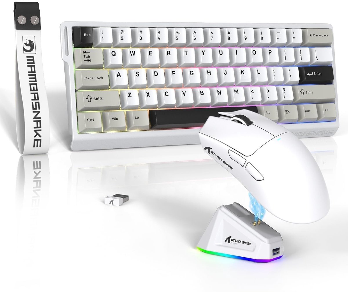 SolidKeus - Draadloze Gaming Muis met Mechanisch Toetsenbord en Magnetische Oplader