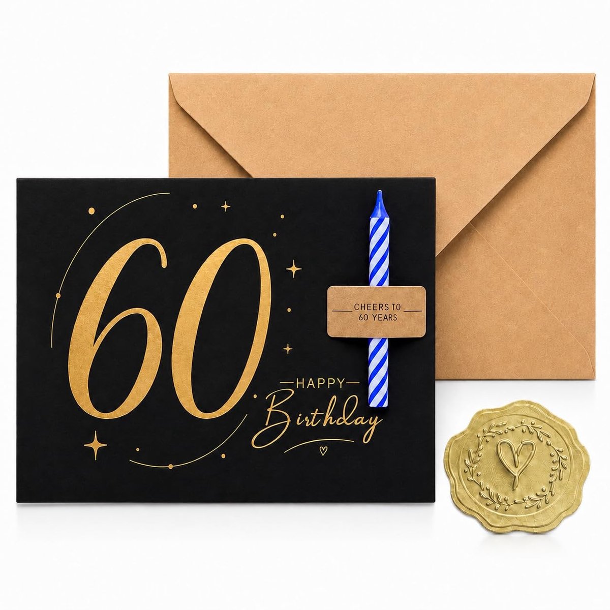 SolidKeus - Verjaardagskaart met Kaars voor de 60e Verjaardag