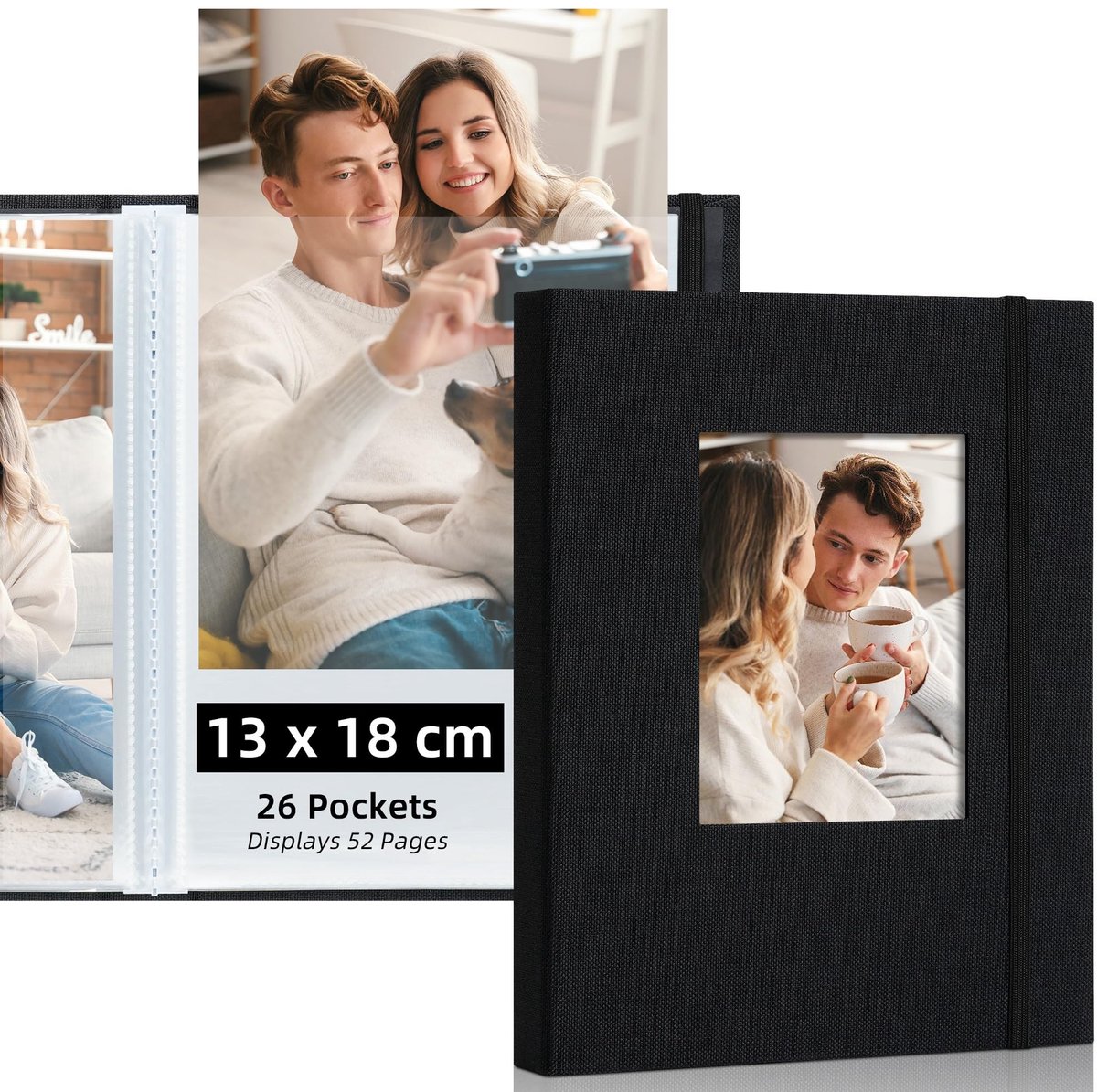 SolidKeus - Fotoalbum 13x18 cm met 26 Compartimenten en Transparante Hoezen