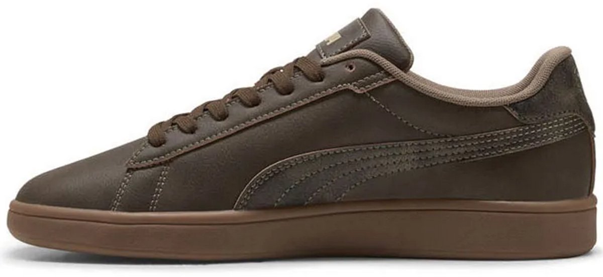 Puma Heren Smash 3.0 Crafted Leather Sneakers Chocolate Totally Taupe Bruin