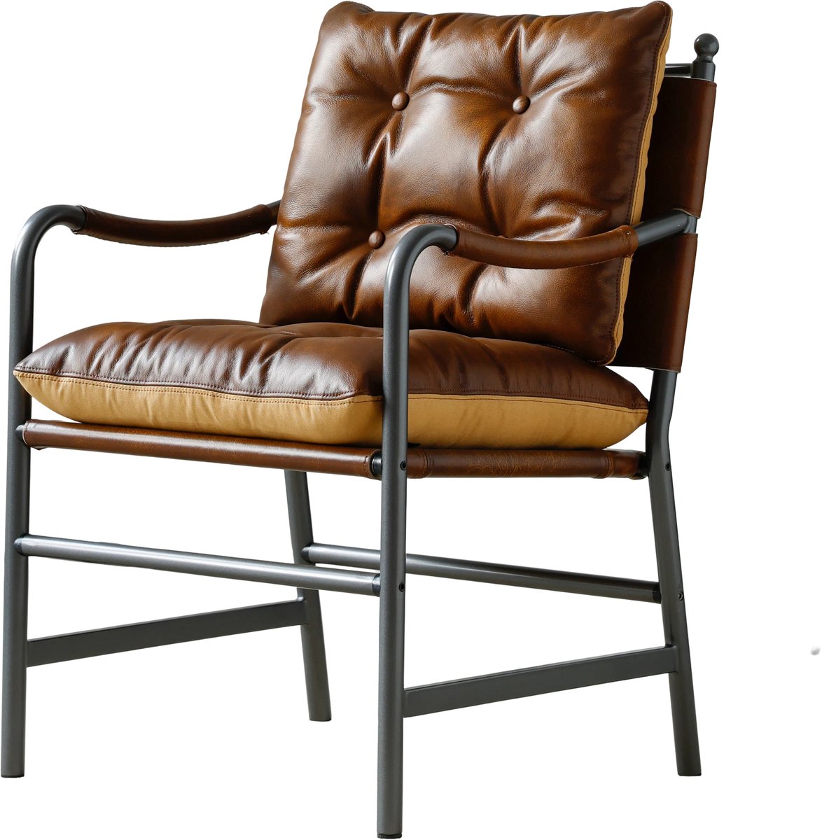 COVREO Fauteuil 59,9 x 62 x 89,9 cm bruin leer, met armleuningen Brown