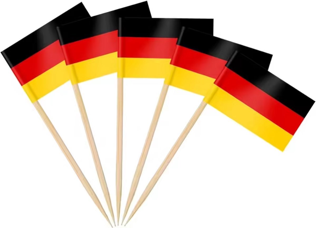 *** Cocktailprikkers Duitsland - 50x stuks - 10 cm - Duitse vlag prikkers - Duitsland feestartikelen en tafel versiering van Heble® ***