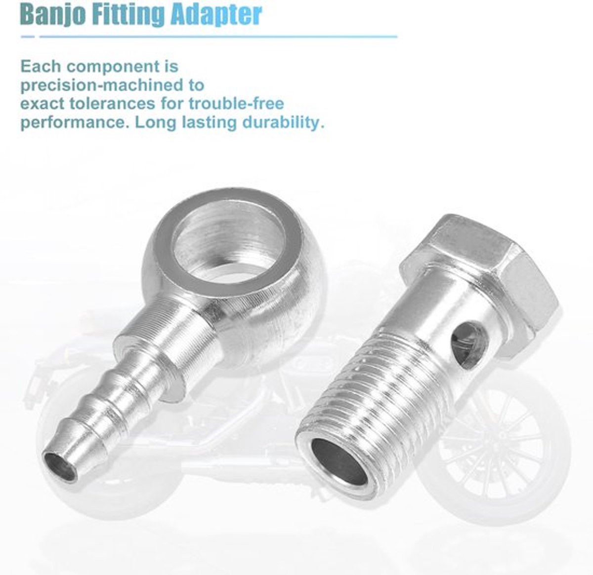 Banjo Fitting Adapter - Remsysteem - Zilveren Toon - 14mm ID 8mm OD - 8 Stuks - Geschikt voor Motoren - Precisiebewerkt