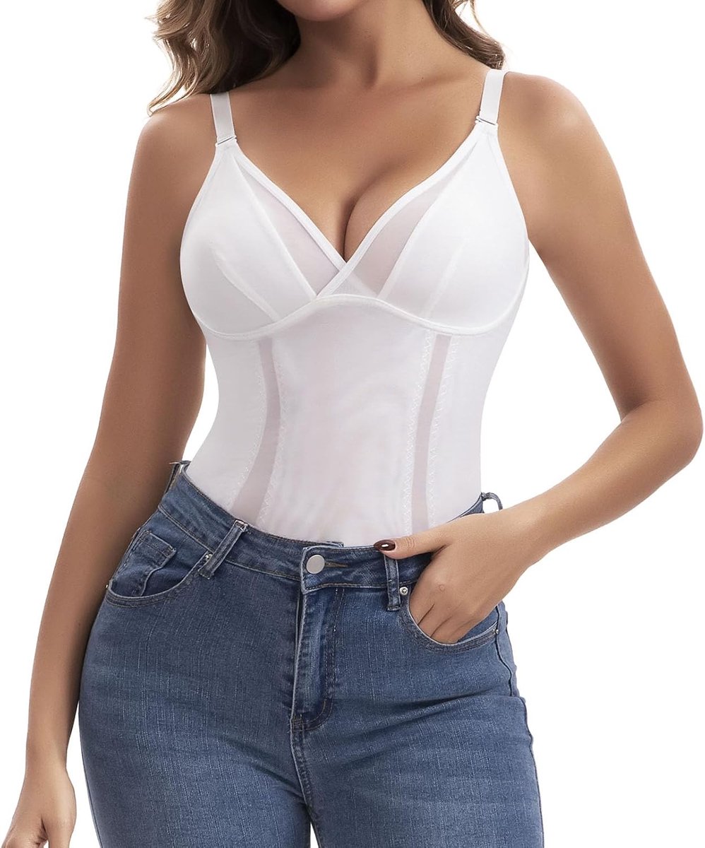 Damesonderhemden met V-hals, buikcontrole, shapewear, tanktop, buikweg, bodyshaper, zomer, mesh, camisole top