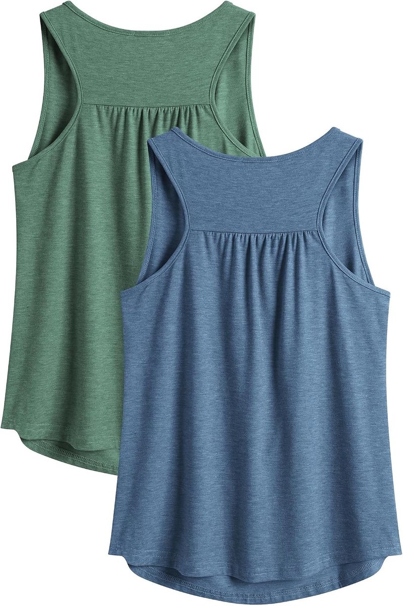 Dames Tanktop Sporttop Racerback Fitness Yoga Mouwloze Shirts Workout Tanktops, 2-Pack