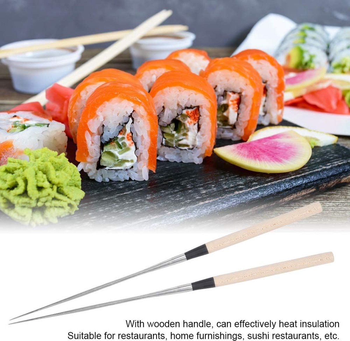 Eetstokjes, Japanse eetstokjes van roestvrij staal met houten handvat Chef's Plating Tools(S)
