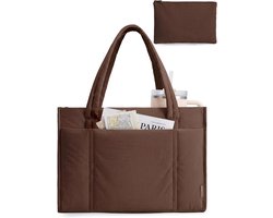Bagsmart Handtas voor dames, lichte buffer shopper, tas, werktas, lerarentas, puffy tote bag met veel vakken, schoudertas, 15,6 inch, laptoptas voor universiteit, werk, reizen, school, kantoor