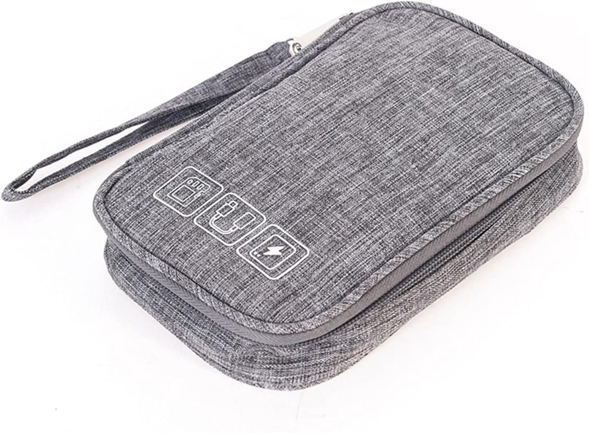 Zachte Kationische Stof Metalen Rits Mesh Zak Kabel Organizer Tas voor Reizen Zakelijk Kantoor