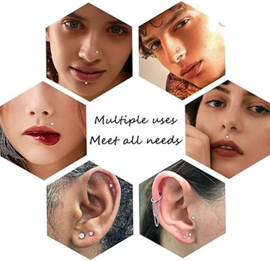 16G Clear Lip Stud Chirurgisch Staal & Acryl Tragus Vooruit Helix Kraakbeen Conch Oorbellen Bioflex Draadloze Labret Clear Stud Oorbellen Voor School 6/8/10Mm — afbeelding 5