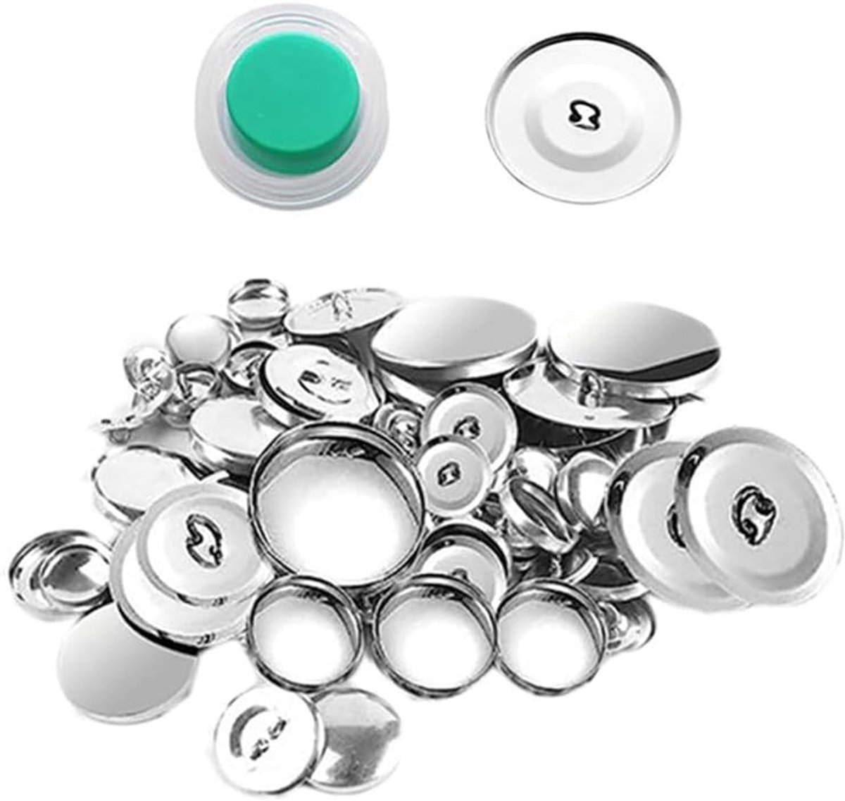 Set met 20 referentieknoppen, stoffen zakje, ronde knoopbasis, zelfbedekkende knoppen, set voor hoeden, overhemd, rugzakken, 28 mm