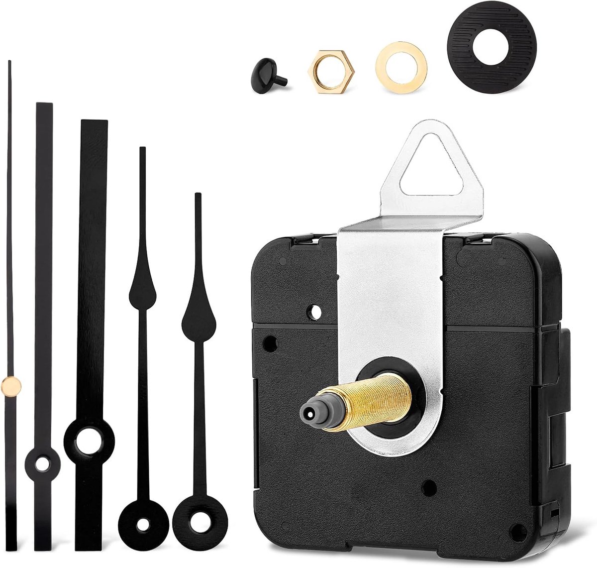 Reparatieset voor Wandklok, 31mm Kwarts Lange as Klokbeweging Doe-Het-Zelf Wandklokbewegingsmechanisme Vervangingsset voor Klokmechanisme met 2 Paar Wijzers