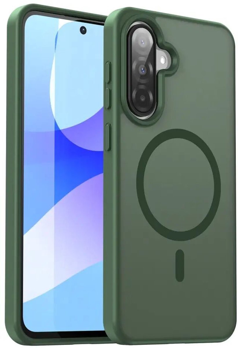 Hoesje voor Samsung Galaxy A27 – Hybrid Back Cover - Compatible met MagSafe – Schokabsorberend TPU & Hard PC – Matte Semi Transparante Beschermhoes Groen