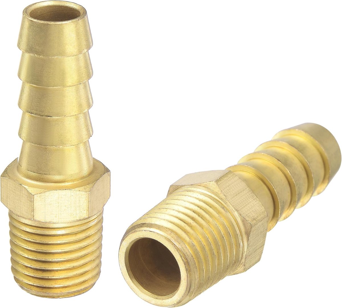 Sourcing map Messing slang, rechte aansluiting, 3/8 inch x NPT 1/4 mannelijk, slang, aansluiting voor water, brandstof, 2 stuks