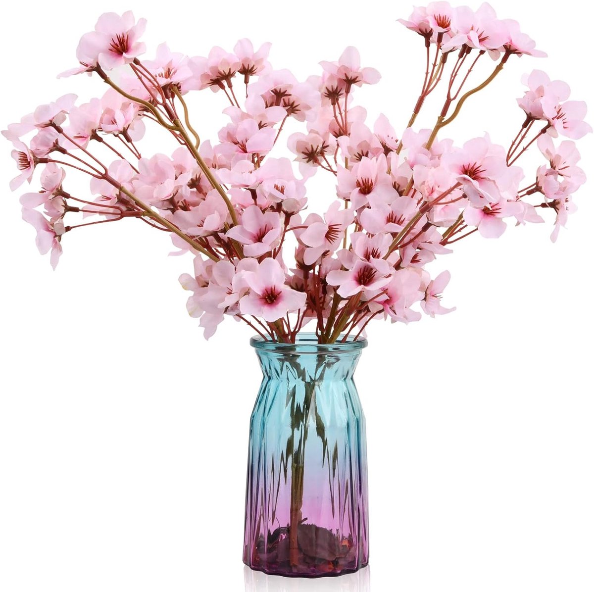 Kunstbloemen, lichtroze zijden bloemen, kunstmatige kersenbloesemdecoratie, kunstbloemen voor thuis, feest, tuindecoratie, bruiloft, bloemen, tafelbloemstukken, bloemstukken