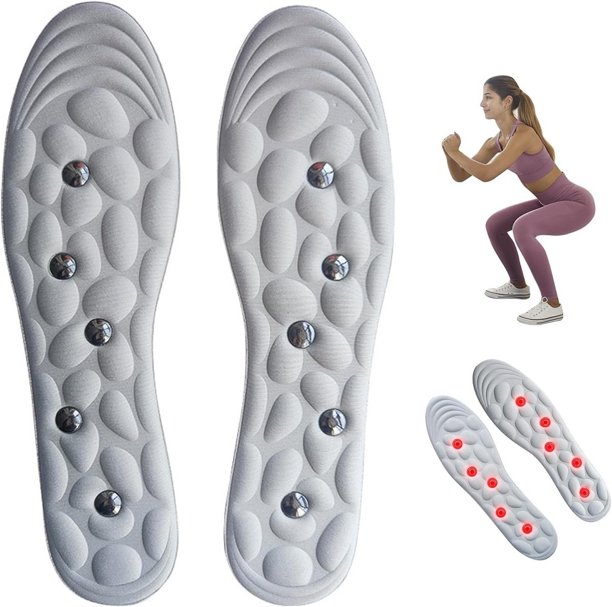 Inlegzolen om af te vallen, magnetische inlegzolen, originele inlegzolen, acupressuurzolen, inlegzolen voor pijnlijke voeten, comfortabel ademend, 35-45