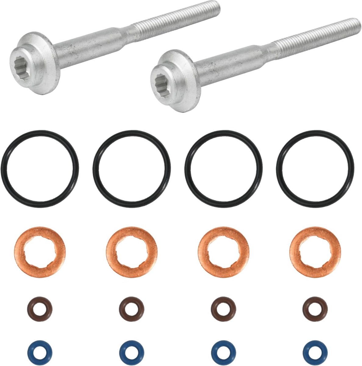 Injectorpakkingen voor 1.6 TDI en injectorschroeven, compatibel met A1 8X, A3 8P, Golf, Polo, Touran, Fabia, Roomster, Octavia, Polo Vento, Caddy en Jetta 03L130277B A2C59513554 883.670 WHT003