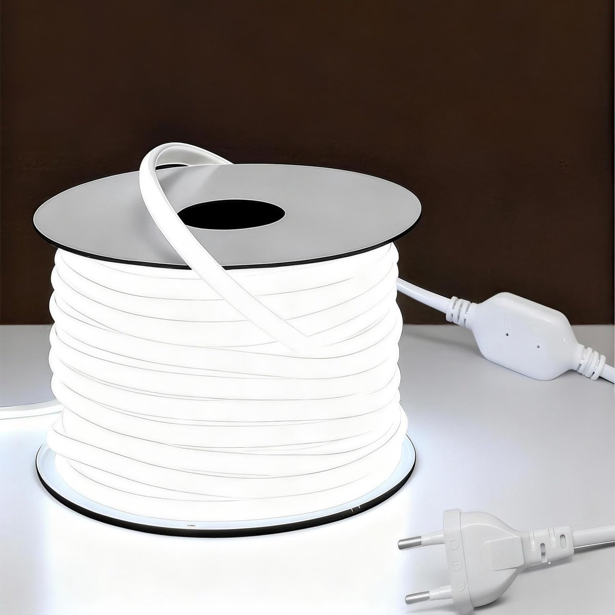 COB-ledstrip voor buiten, 10 m, 220 V, IP65, waterdicht, flexibel, doe-het-zelf, zelfklevend, voor binnen, huis, slaapkamer, bouwplaats, pergola, terras, 10 W/m, 6000 K, koud wit