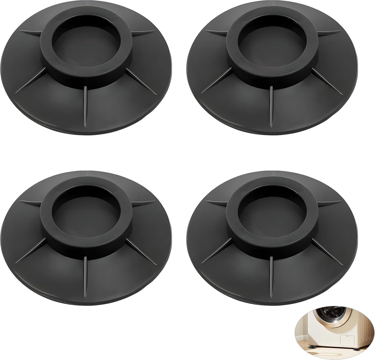 Dempers wasmachine, universele antislip trillingsdemper, anti-vibratiemat, wasmachine rond, geluidsreducerend, anti-vibratie, trillingsdemper onderlegger tegen schudden