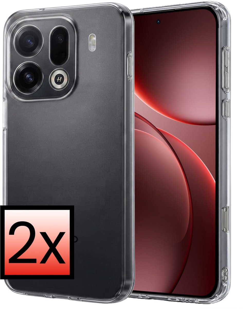Hoesje - 2 Stuks - Geschikt voor OPPO Find X9 Pro - Sterk & Shockproof - Case Siliconen - Back Cover - Telefoon Hoes - Transparant
