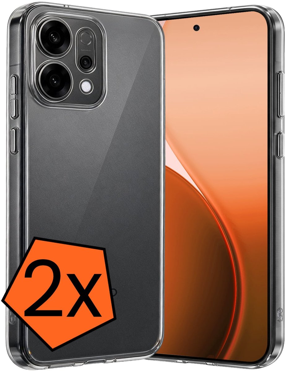 Hoes - 2 Stuks - Geschikt voor Oppo Reno 14 - Sterk & Shockproof - Case Siliconen - Back Cover - Telefoon Hoes - Transparant