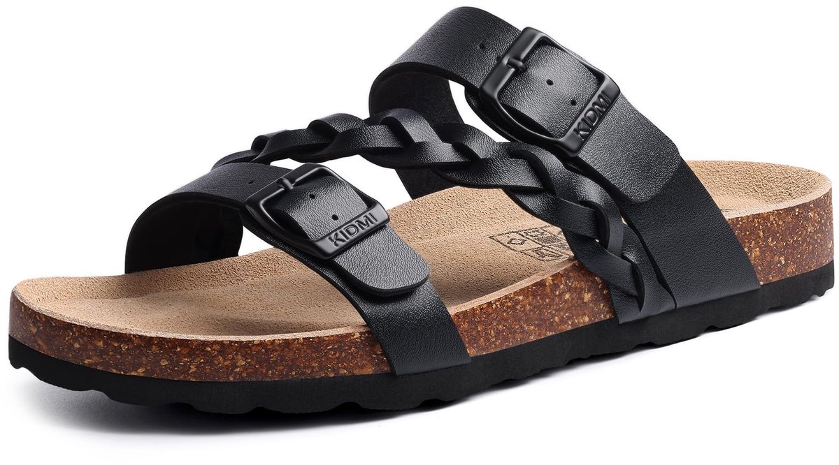 Homaxy - Unisex sandalens –PVC bovenkant schoenen – Dames Slippers – Houten sandalens - Comfort slippers – Zwart - 43- Geschikt voor een voetlengte van 27,2 cm