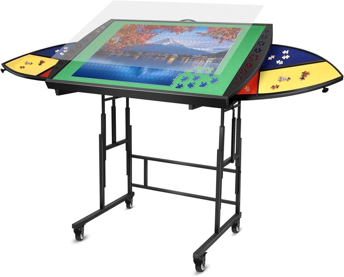 Puzzeltafel - Puzzelbord met laden - Ontspannen Puzzelen - Verstelbare hoogte en hoek - 1500 stukjes - Houtkleur