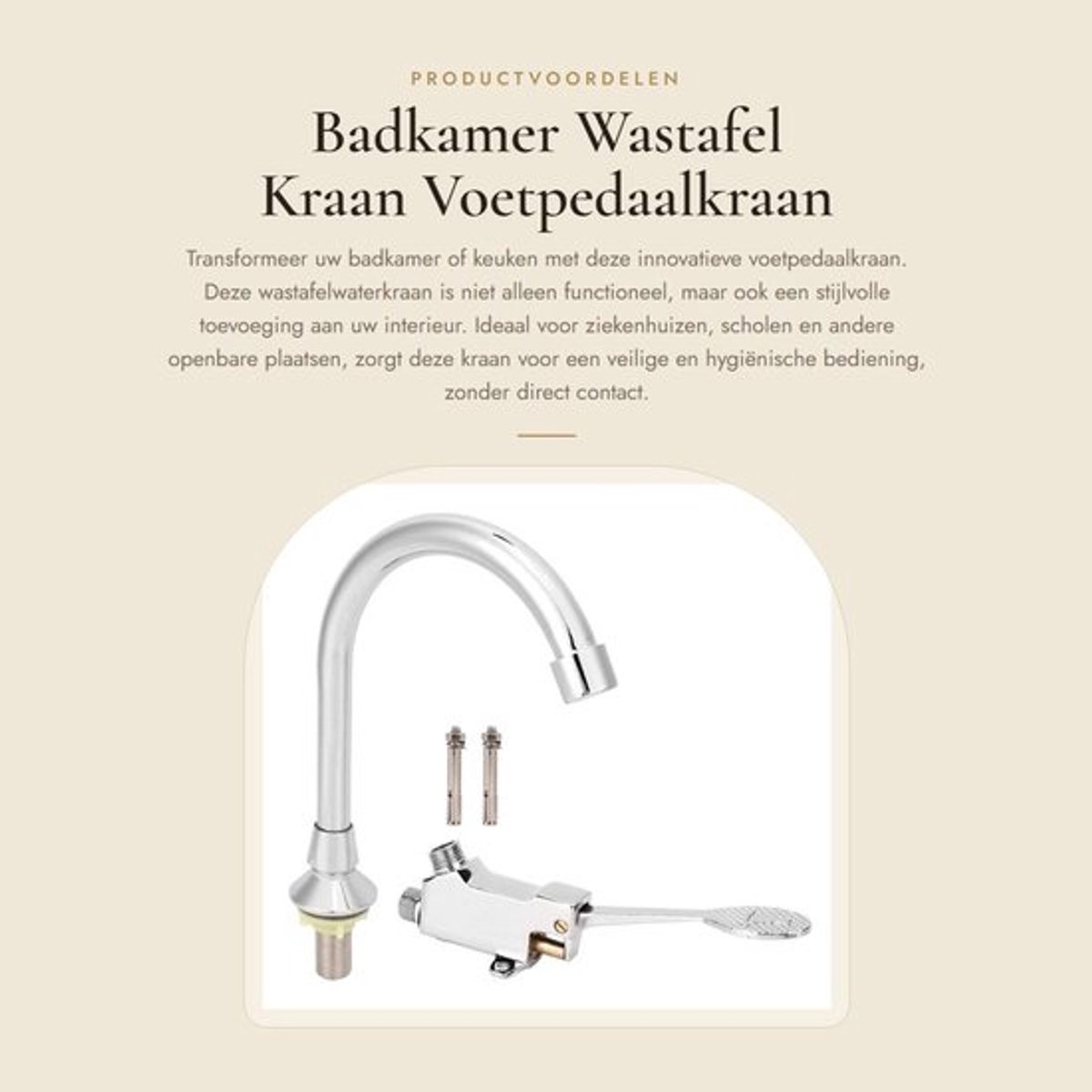 Wastafel Waterkraan Voetpedaal - Kraan Set - Laboratorium Accessoires - Duurzaam Koper/ABS - Hygiënisch Ontwerp - Eenvoudige Installatie - Kraanset