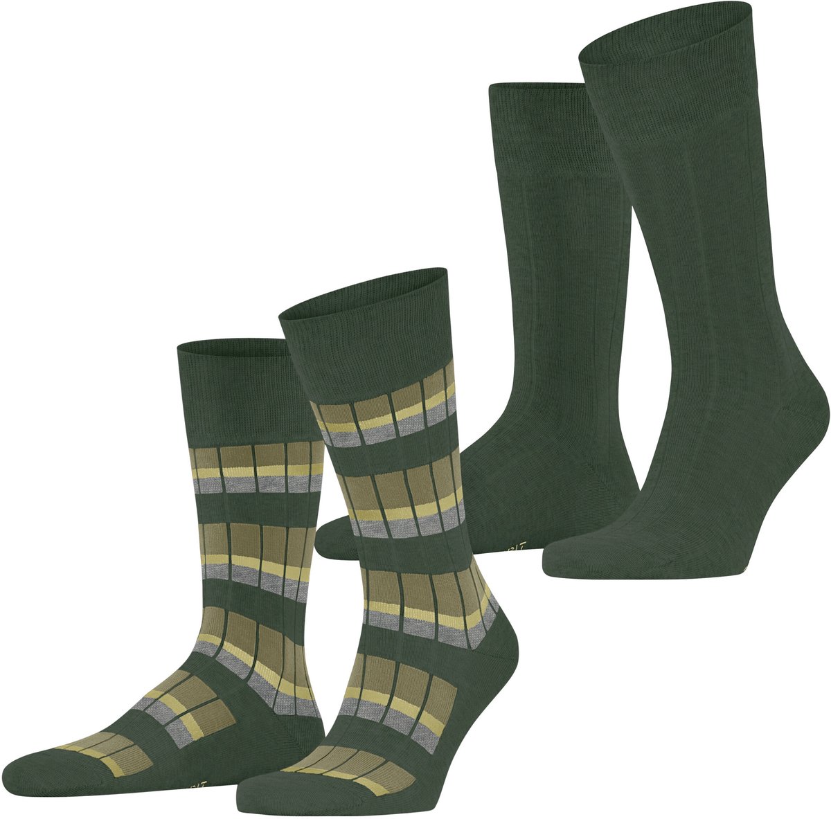 Esprit Urban Rib 2 Pack gedessineerd katoen multipack sokken heren groen - maat 43-46